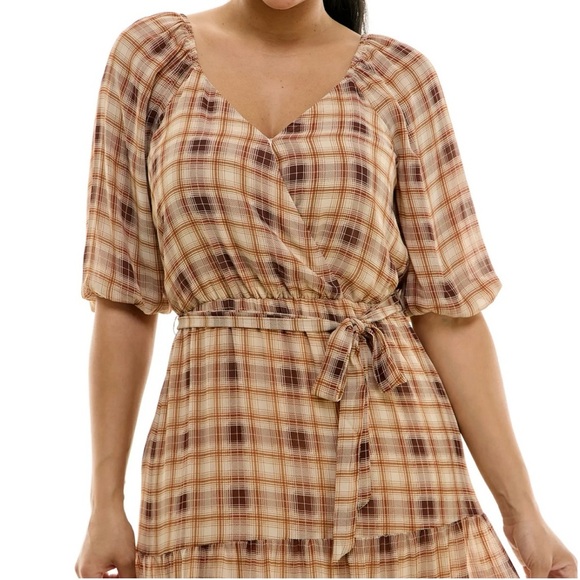 Luxology Tan and Brown Scoop Neck Sundress - Picture 3 of 11